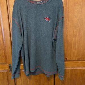 Gray Long‎ Sleeve Shirt with Red Accents
